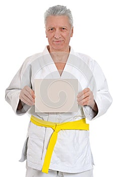 Karate Senior man with poster