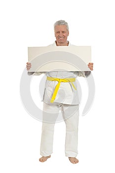 Karate Senior man with poster