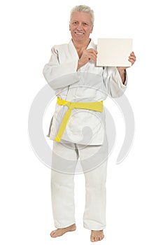 Karate Senior man with poster