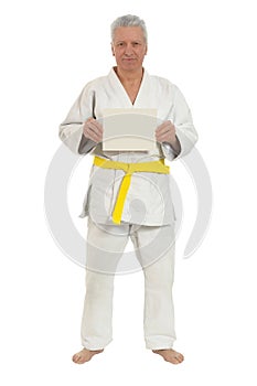 Karate Senior man with poster