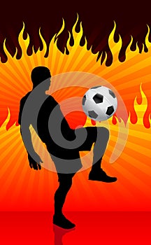 Karate Sensei with Sword on Glowing Red Background