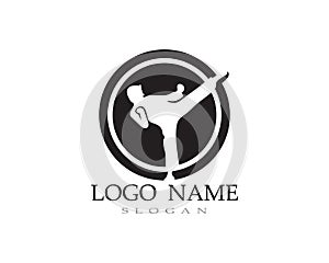 Karate and taekwondo logo fight vector