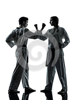 Karate taekwondo martial arts man woman couple sil