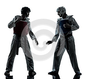 Karate taekwondo martial arts man woman couple silhouette