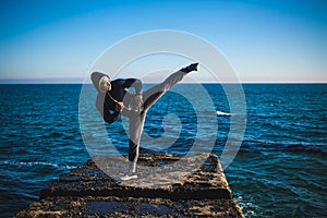 Karate training on the shores