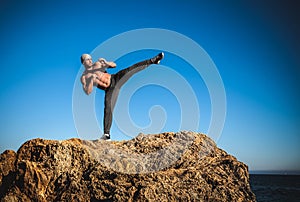 Karate training on the shores