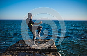 Karate training on the shores