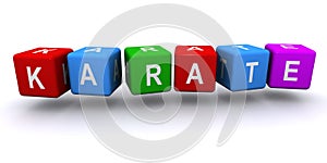 Karate word block on white