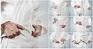 Karateka belt tying step by step pictures photo