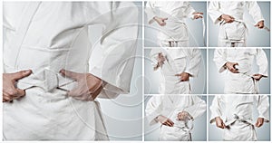 Karateka belt tying step by step pictures photo