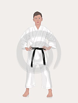 Karateka in a kimono with a black belt