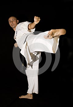 Karateka men fighting photo