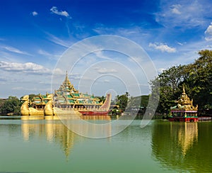 Karaweik barge at Kandawgyi Lake, Yangon, Myanmar