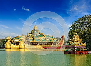 Karaweik barge at Kandawgyi Lake, Yangon, Myanmar