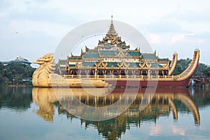 Karaweik Hall at Kandawgyi Lake in Yangon