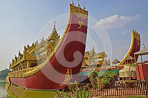 Karaweik Palace at the eastern shore of Kandawgyi Lake, Yangon, Burma