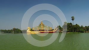 Karaweik temple in Kandawgyi lake, Yangon, Myanmar