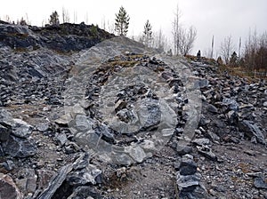 Karelia, ruskeala, Italian quarry, gray stones, rocks, granite, quarry photo
