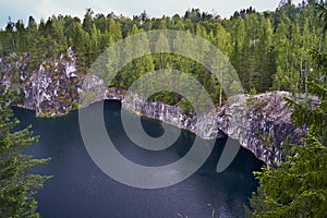 Karelia, Ruskeala, marble quarry, canyon, harsh Northern nature