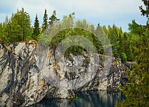 Karelia, Ruskeala, marble quarry, canyon, harsh Northern nature