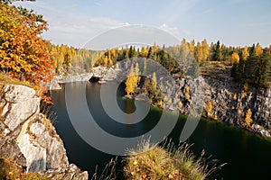 Karelia, Russia - Ruskeala park in autumn, Marble quarry