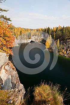 Karelia, Russia - Ruskeala park in autumn, Marble quarry