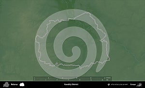 Karelicy District outlined, Belarus. Physical