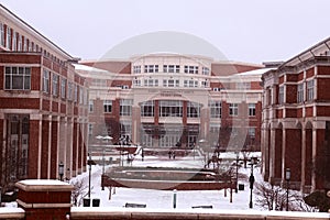 The Popp Martin Student Union at UNC Charlotte in the snow photo