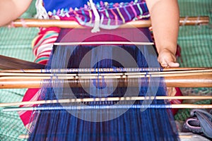 Karen woman weaving of the Karen tribe Hand-made in chiangmai thailand