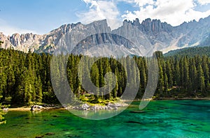 Karer lake in the beautiful Dolomites