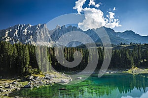 Karersee, Carezza lake, is a lake in the Dolomites