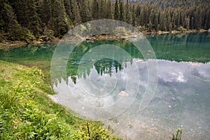 Karersee, lake in the Dolomites in South Tyrol, Italy