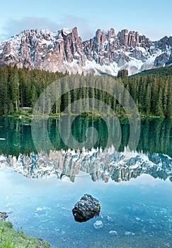 Karersee, lake in the Dolomites in South Tyrol, Italy. photo