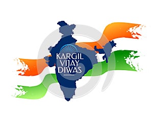 kargil vijay diwas patriotic poster with indian map silhouette