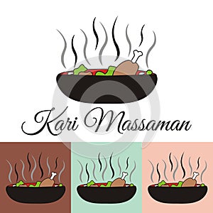 Kari massaman logo vector illustration - thai traditional food culture