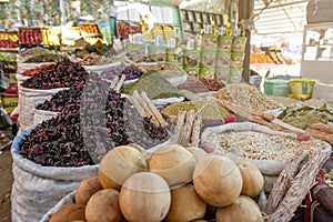 Karkade and herbs in a market