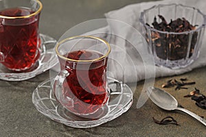 Karkade tea -  red tea in Turkish cups