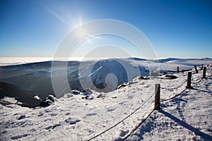 Karkonosze Krkonose from Sniezka in winter.