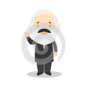 Karl Marx cartoon character. Vector Illustration.