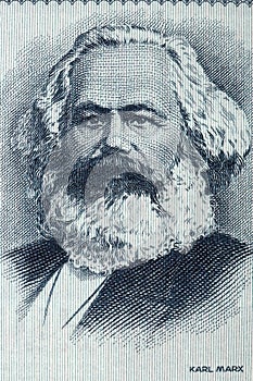 Karl Marx portrait from old German money