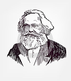 Karl Marx vector sketch portrait isolated