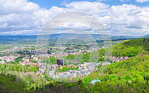 Karlovy Vary city aerial panoramic view