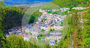 Karlovy Vary city aerial panoramic view