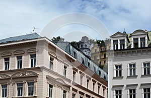 Karlovy Vary cityscape with buildings standing on the hills