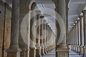 Karlovy Vary, Czech Republic - September 26, 2021 - the Mill Colonnade in the late summer afternoon