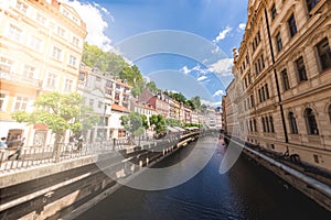 Karlovy Vary, view from river Tepla. Czech Republic