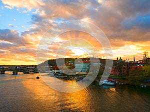 KarlsbrÃ¼cke in Prague at sunrise