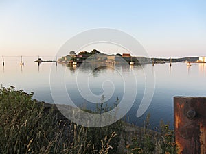 Karlshamn castle island morning sun