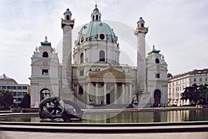 Karlskirche church in Vienna, Austria.