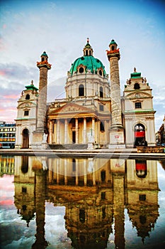 Karlskirche in Vienna, Austria in the morning photo